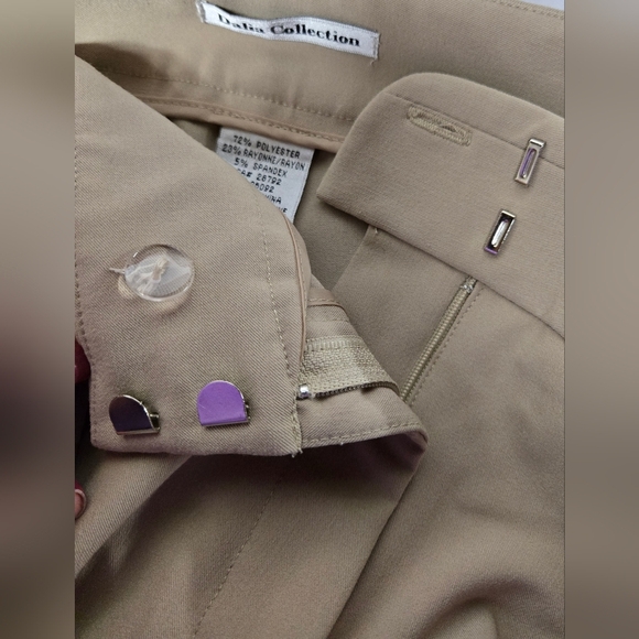 Dalia Collection 14 Beige Capri Pants Cuffed Dressy Picnic Gathering - Picture 4 of 5